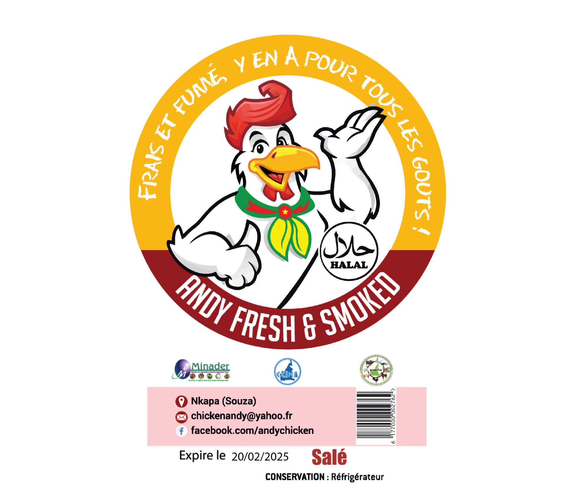 Andy Fresh & Smoked Poulet Fumé Salé,Halal 1 kilogram – GTIN 6177000002762