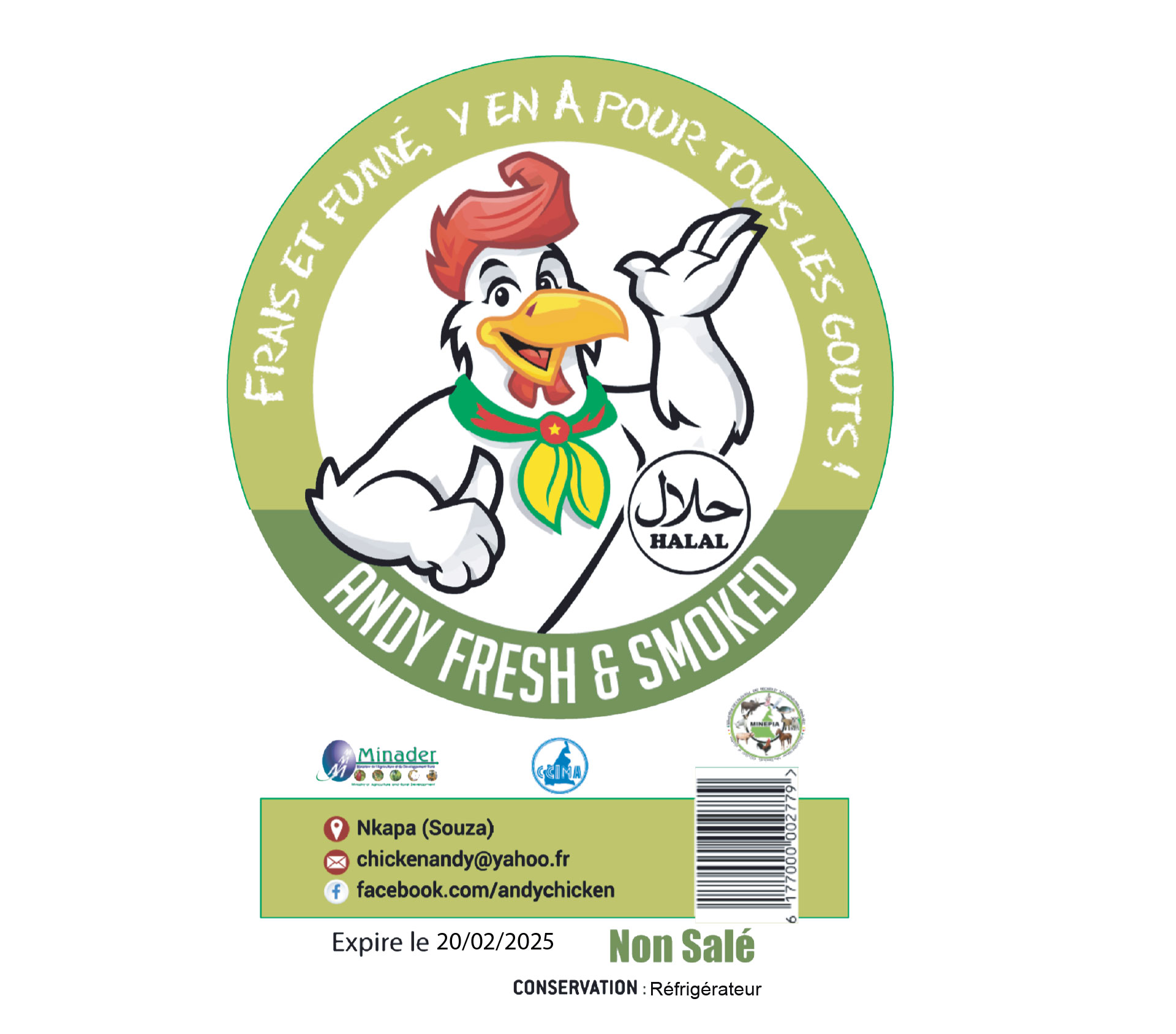 Andy Fresh & Smoked Poulet Fumé Non Salé,Halal 1 kilogram – GTIN 6177000002779