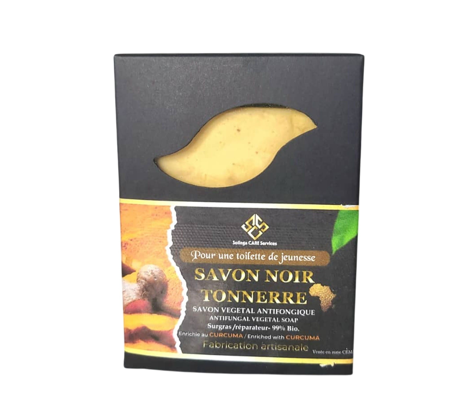 SOLINGA CARE SERVICES Savon Noir Tonnerre Enrichie Au Curcuma 135 Gram – GTIN 6177000020919