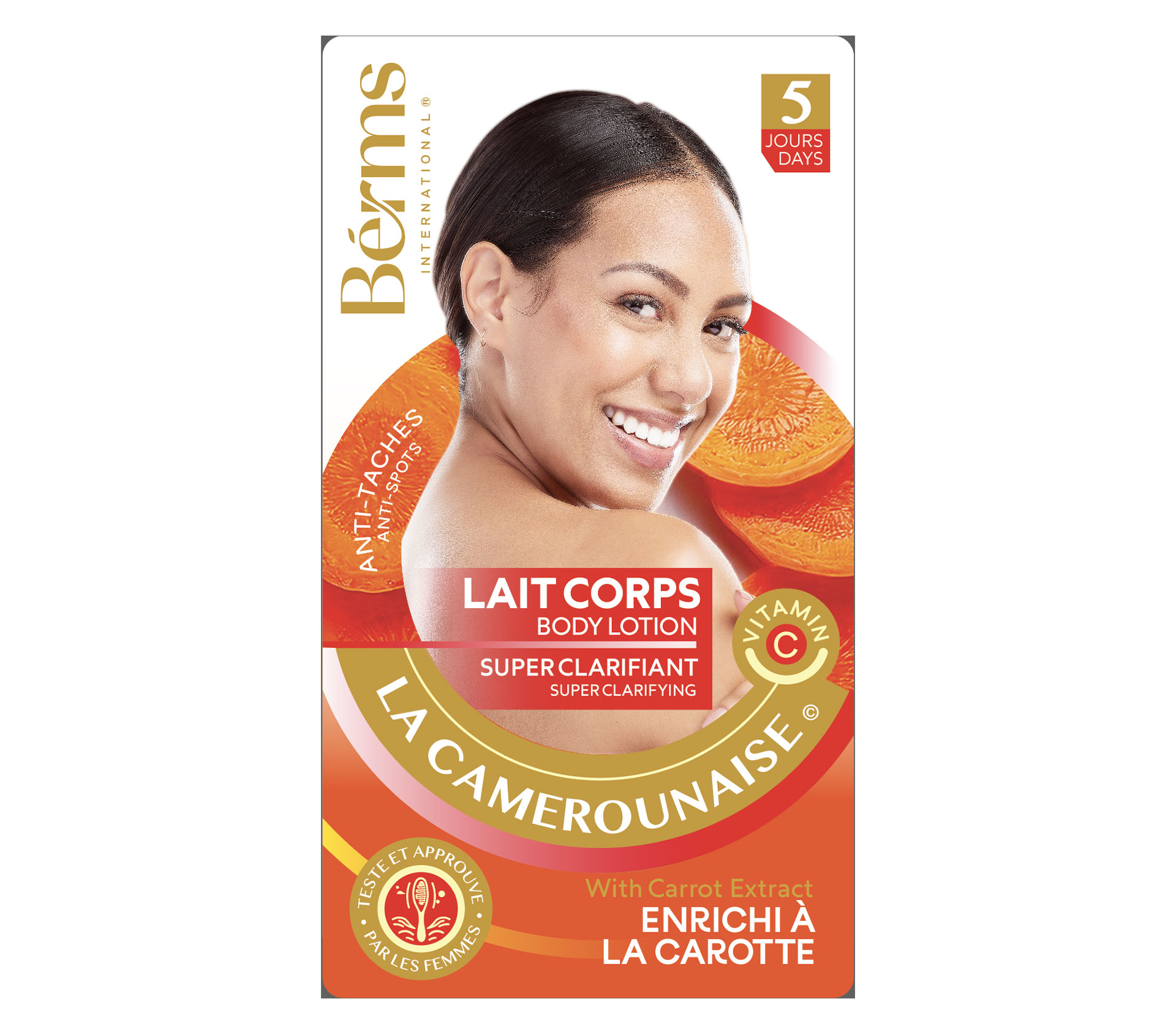 LA CAMEROUNAISE Lait Corps super Clarifiant Anti-tâche à la Carotte et à la vitamine C 300 millilitre – GTIN 6174000270245