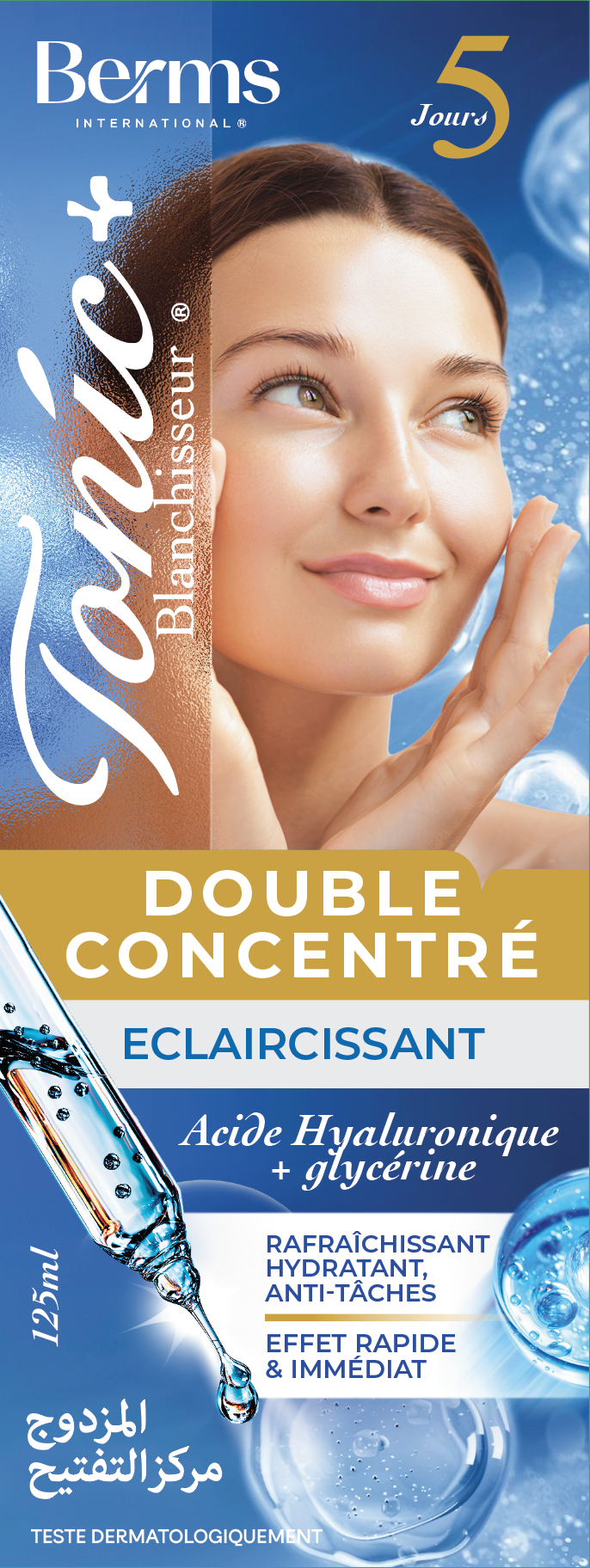 BERMS Tonic Blanchisseur Double Concentré Eclaircissant Acide Hyaluronique + glycérine 125 millilitre – GTIN 6174000270375