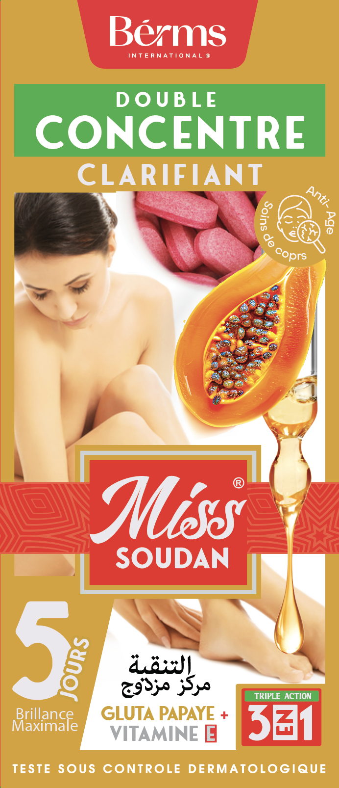 BERMS Miss Soudan Double Concentré Clarifiant Gluta Papaye + Vitamine E 125 millilitre – GTIN 6174000270443