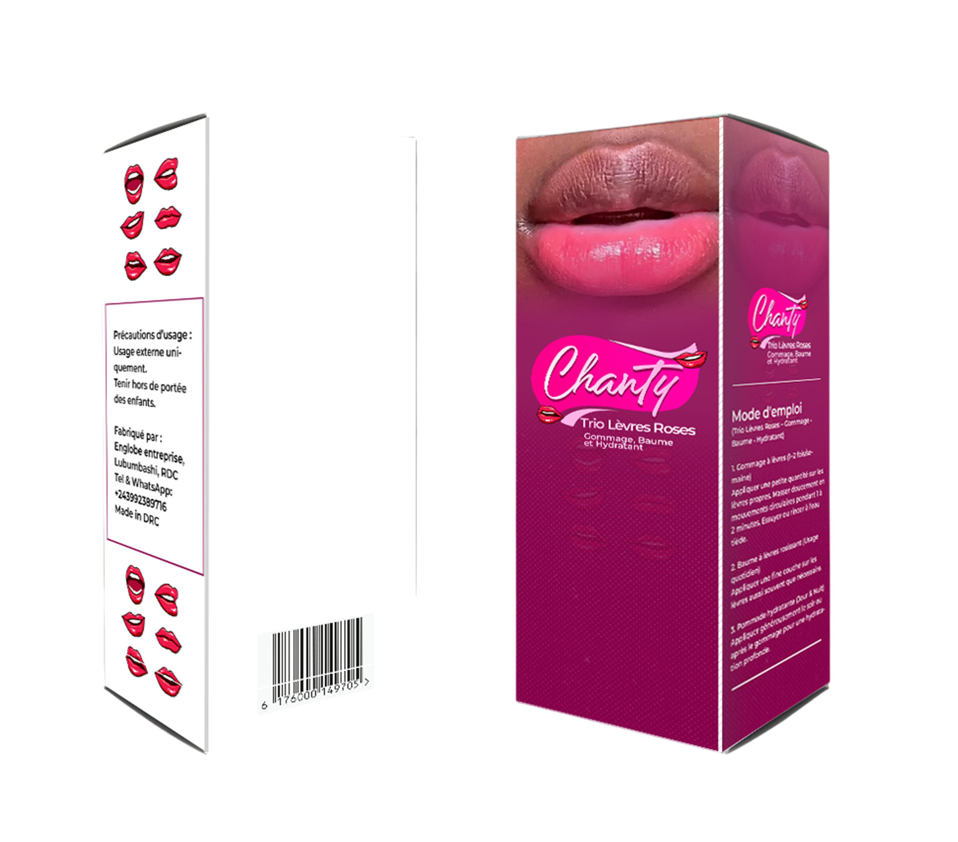 CHANTY Pack Complet De Soin Des Lèvres: Baumes À Lèvres Rosissant Naturel, Gommage Et Hydratant 30 gram – GTIN 6176000149705
