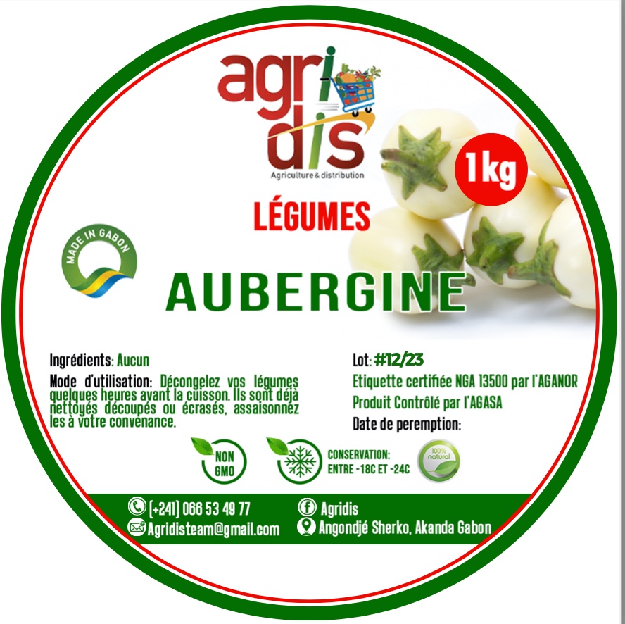 AGRIDIS Aubergines Surgelées 1 Kilogram – GTIN 6176000147404