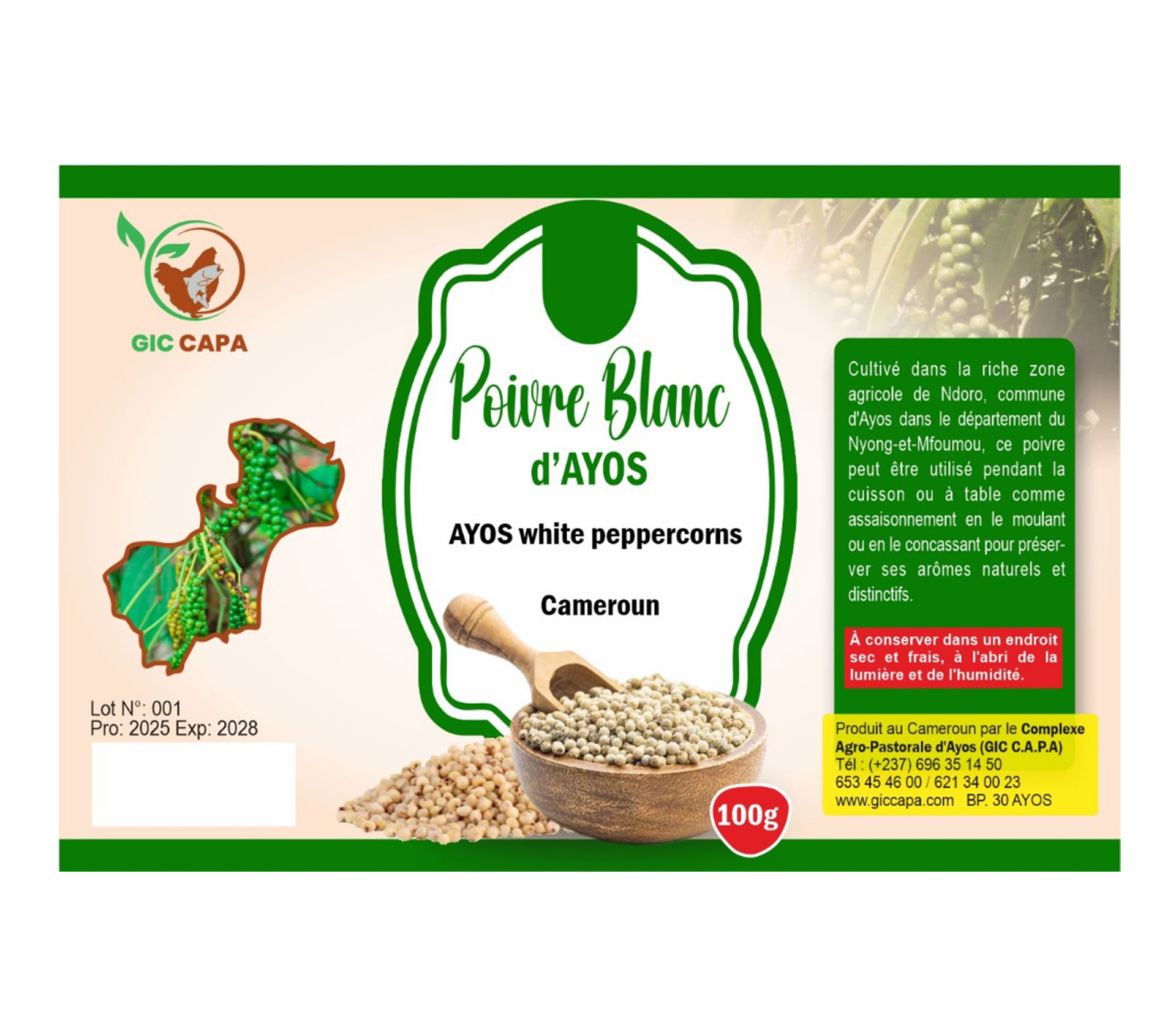 GIC C.A.P.A Poivre Blanc D'Ayos 100 gram – GTIN 6177000019630
