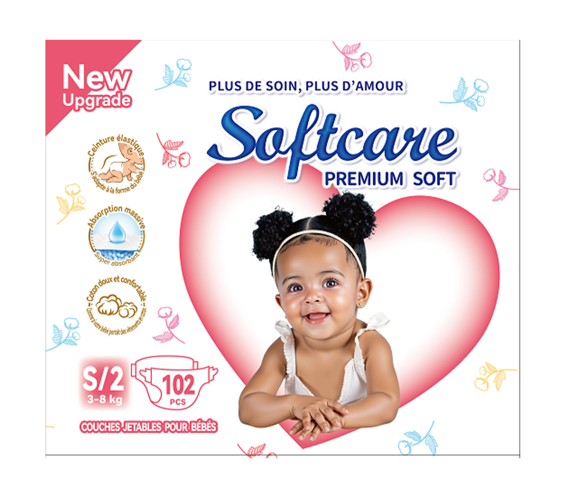 SOFTCARE PREMIUM SOFT NEW UPGRADE SIZE S/2 102 Piece – GTIN 6176000138785