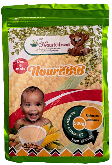 FARINE COMPOSEE PRETE A CUIRE POUR BEBE DES 6 MOIS NouriBB arachides maïs et souchet 500 gram – GTIN 6176000182122