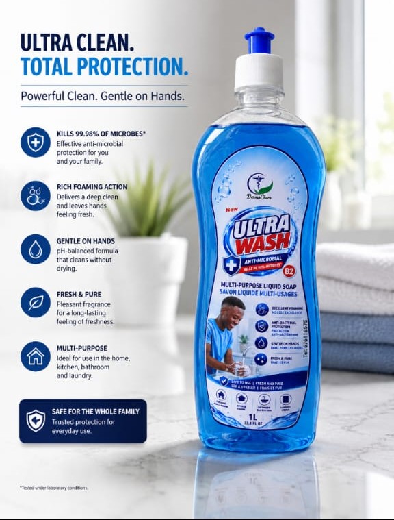 ULTRAWASH Savon Liquide Multi-Usage 1 litre – GTIN 6176000182085