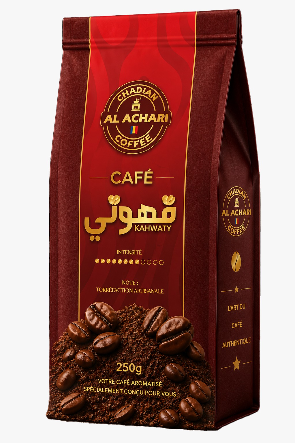AL ACHARI Kahwaty café torréfié,café moulu nature, café aromatisé au  gingembre, à la cardamome 250 gram – GTIN 6176000183709