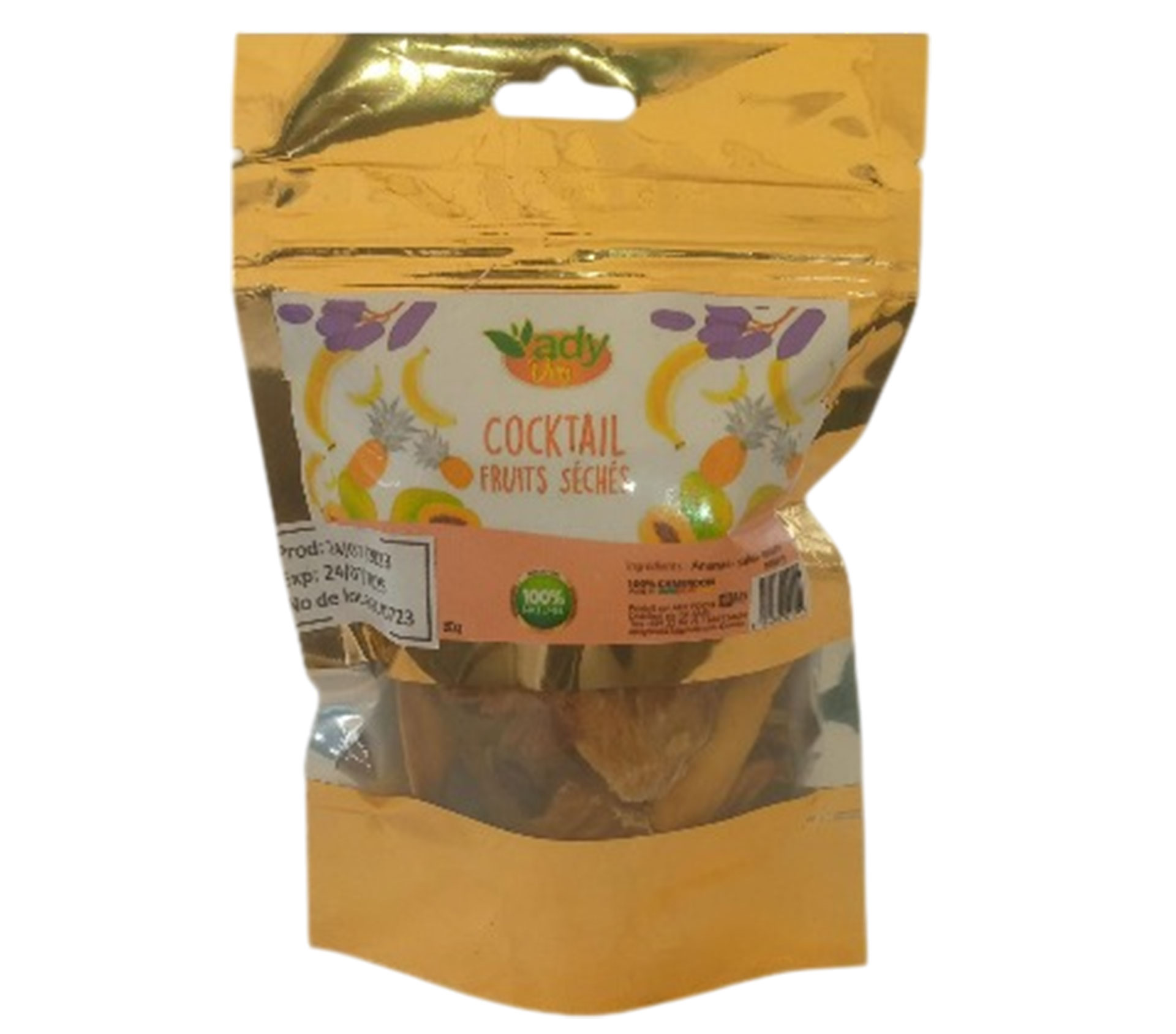 ADY FOOD ADY DRY Fruits séchés Cocktail 5 (Ananas, Safou, Banane, Papaye, coco 70 gram – GTIN 6174000109446