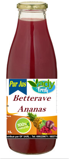 ADY FOOD ADY FRESH Jus de fruits naturel Betterave et ananas 1 litre – GTIN 6174000109781