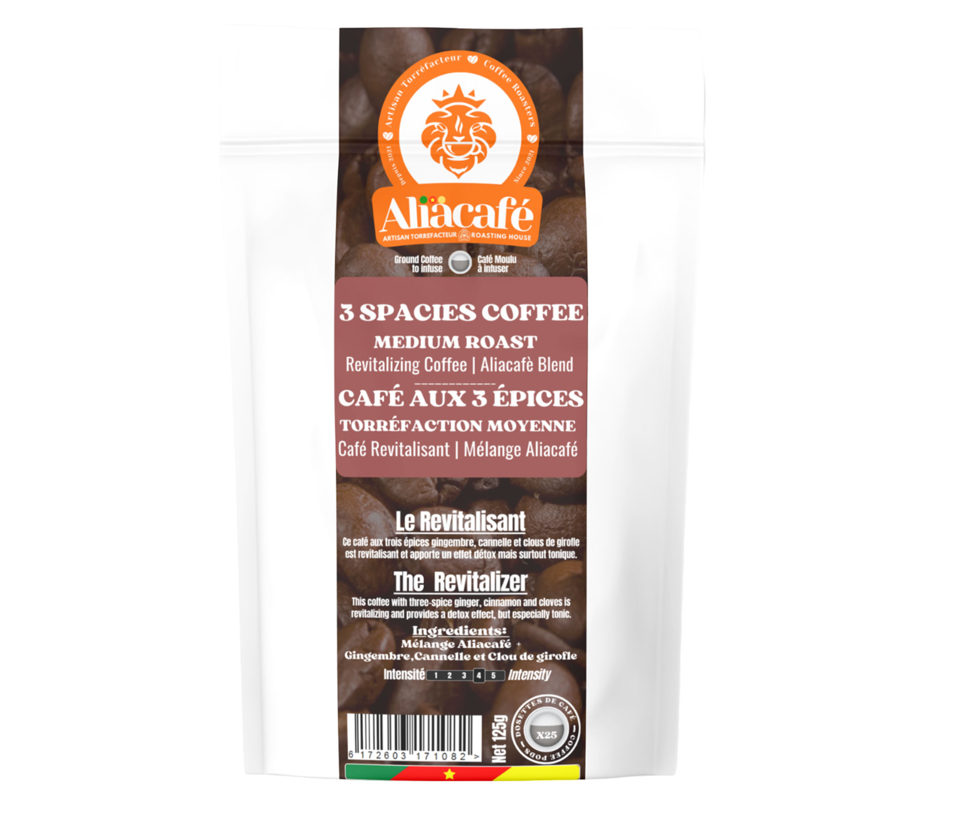 Aliacafé café - Moulu/Infusé Café Aux 3 épices Café Revitalisant 125 Gram – GTIN 6176000151951