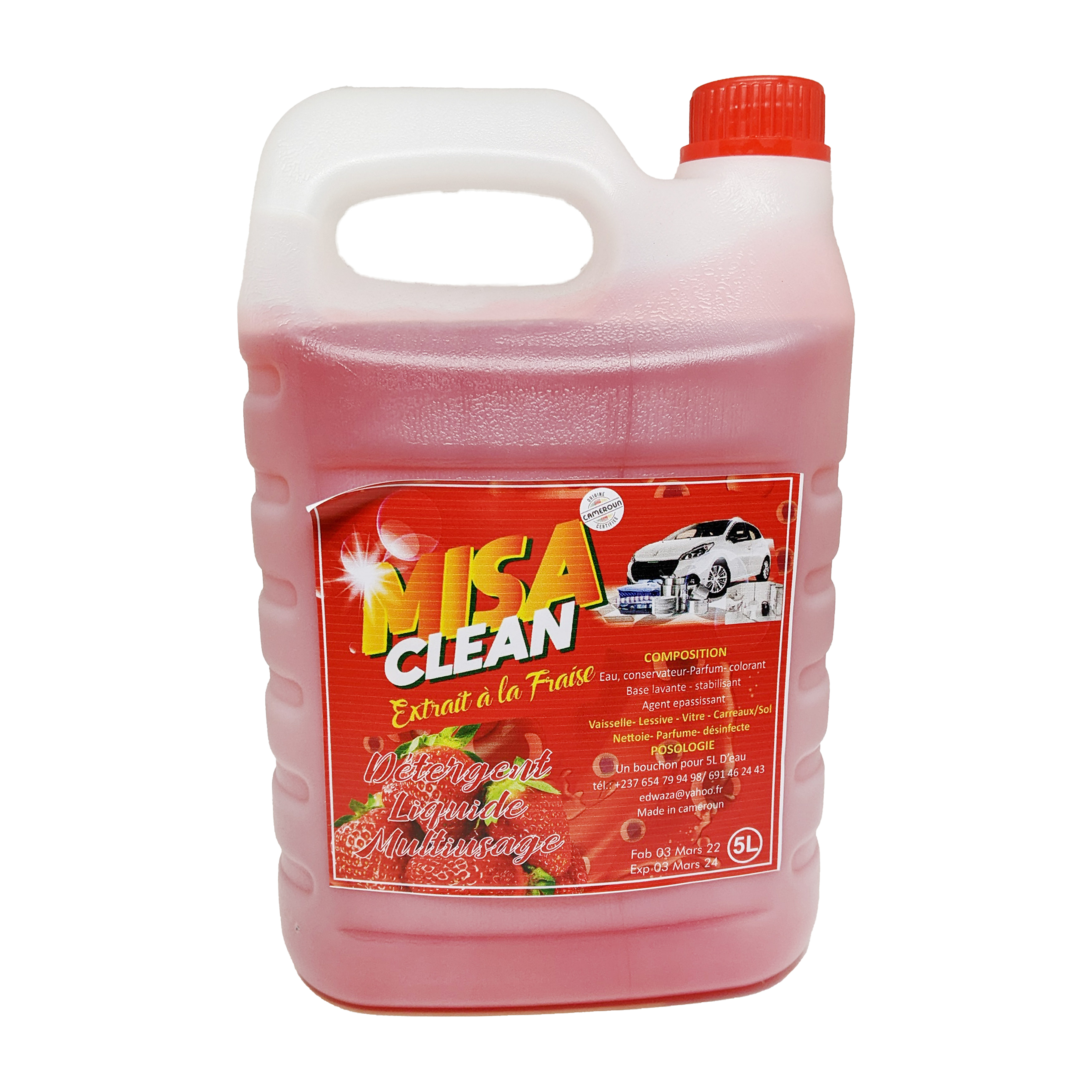 MISACLEAN Détergent Liquide Fraise 5 Litre – GTIN 6174000098290