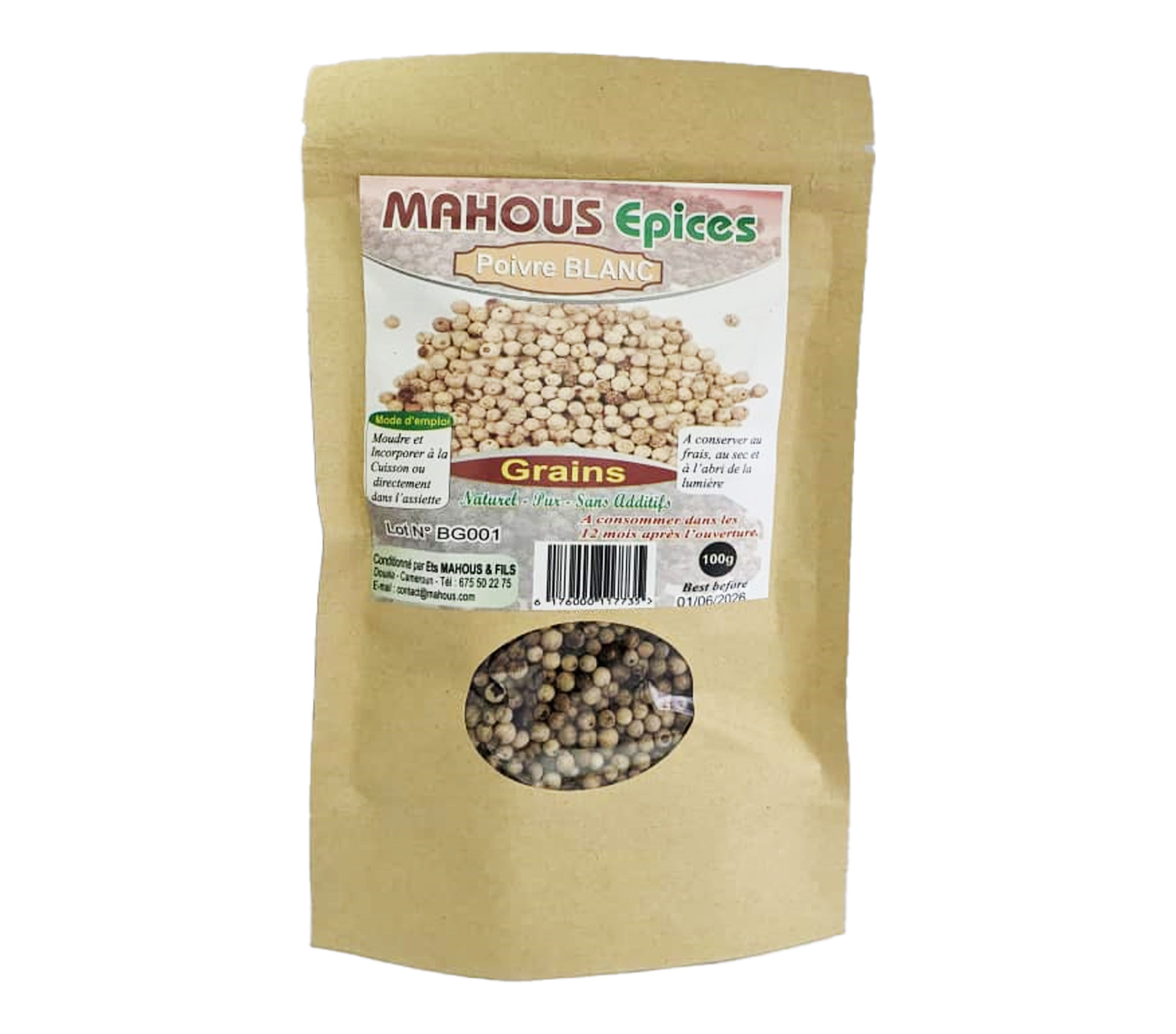 MAHOUS Poivre Blanc Grain 100 Gram – GTIN 6176000117735