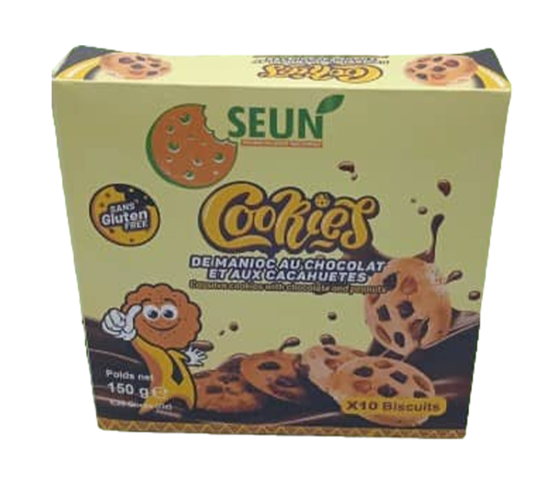 daven bakery SEUN Cookies de manioc au chocolat et cacahuètes 150 gram – GTIN 6176000032274
