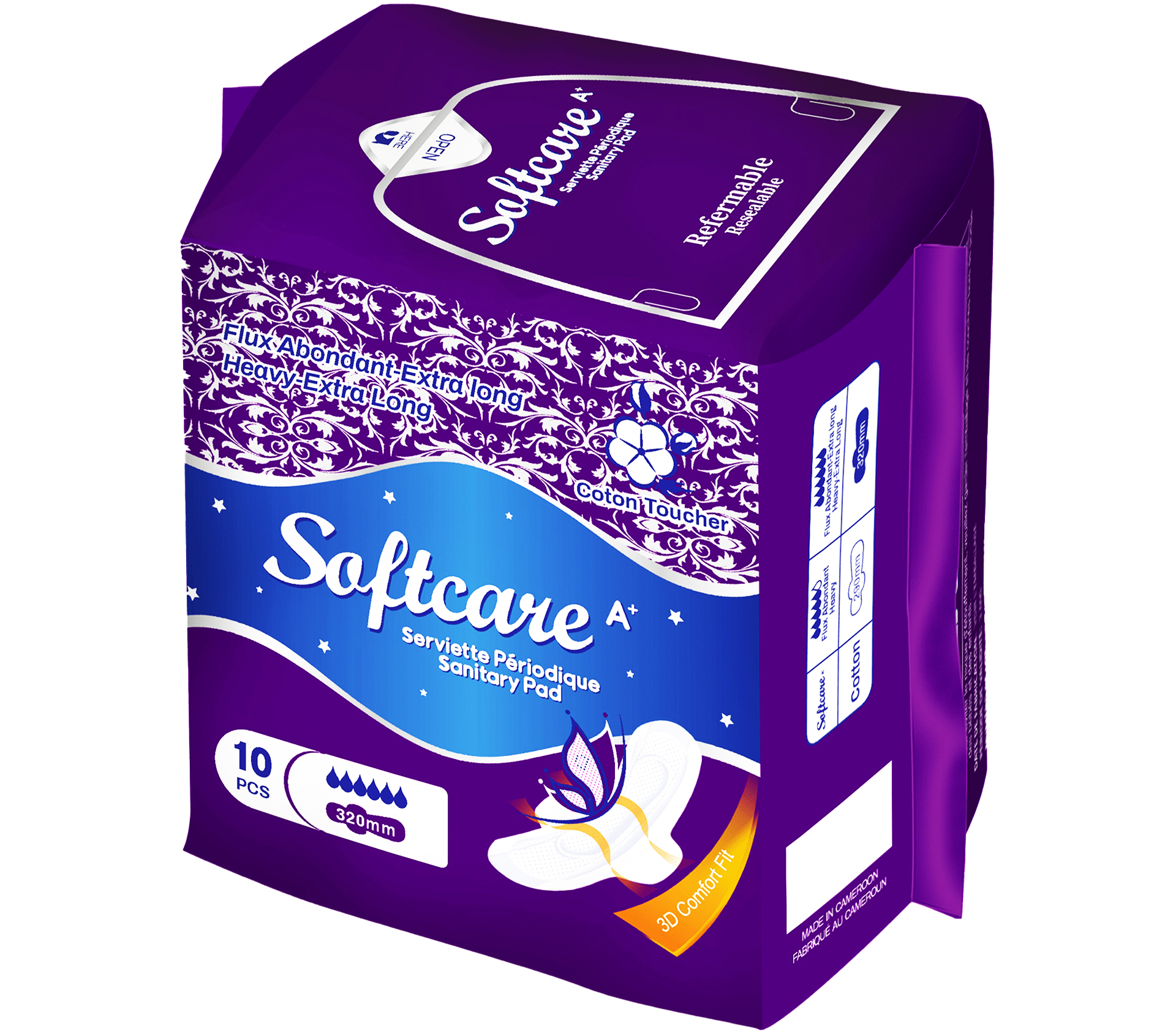 SOFTCARE Serviettes Hygiéniques Purple Cotton Soft 320 10 Piece – GTIN 6176000068839