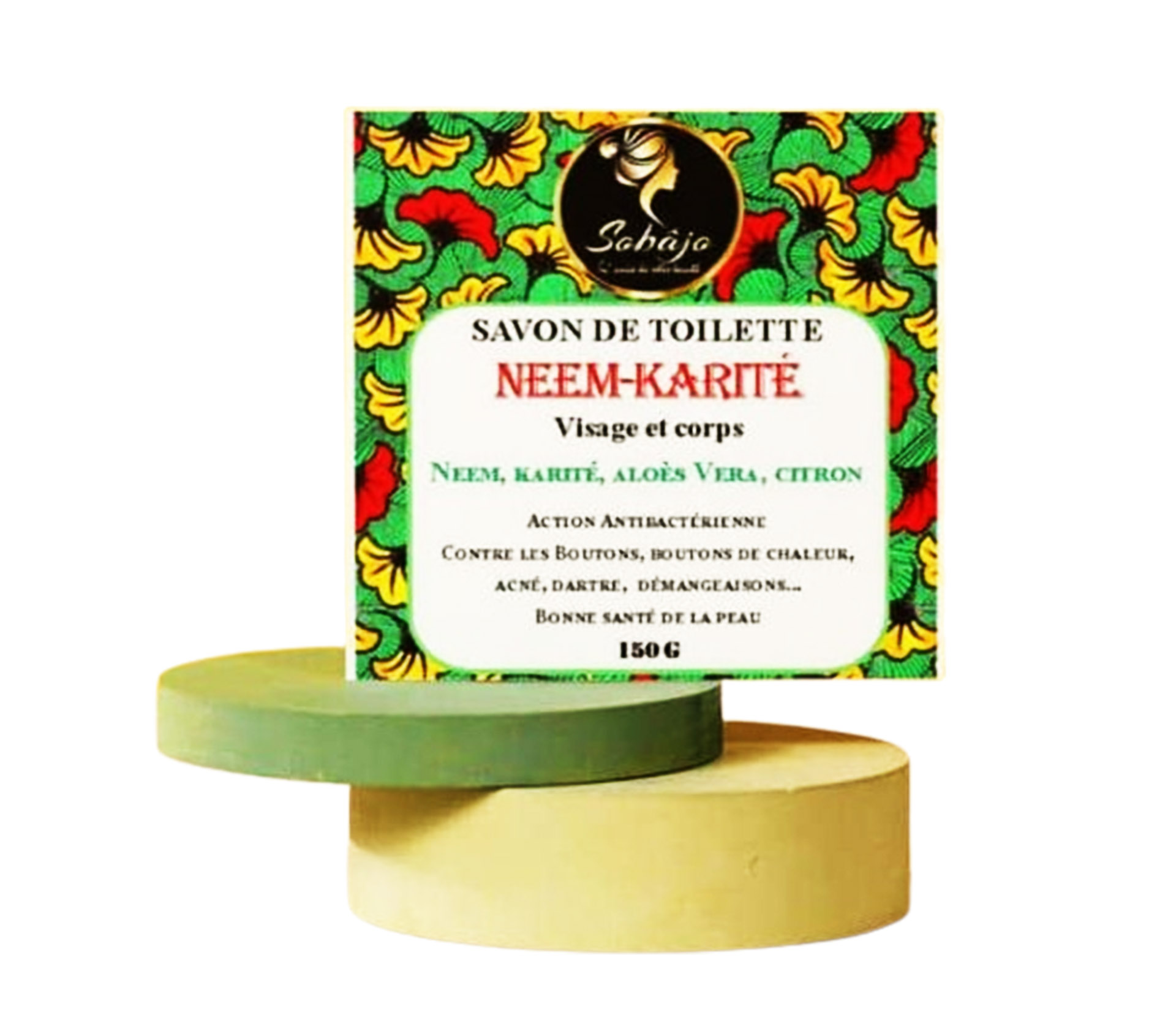 sobâjo Savon Toilette 100% Bio, Neem-Karité, 150 Gram – GTIN 6176000033806