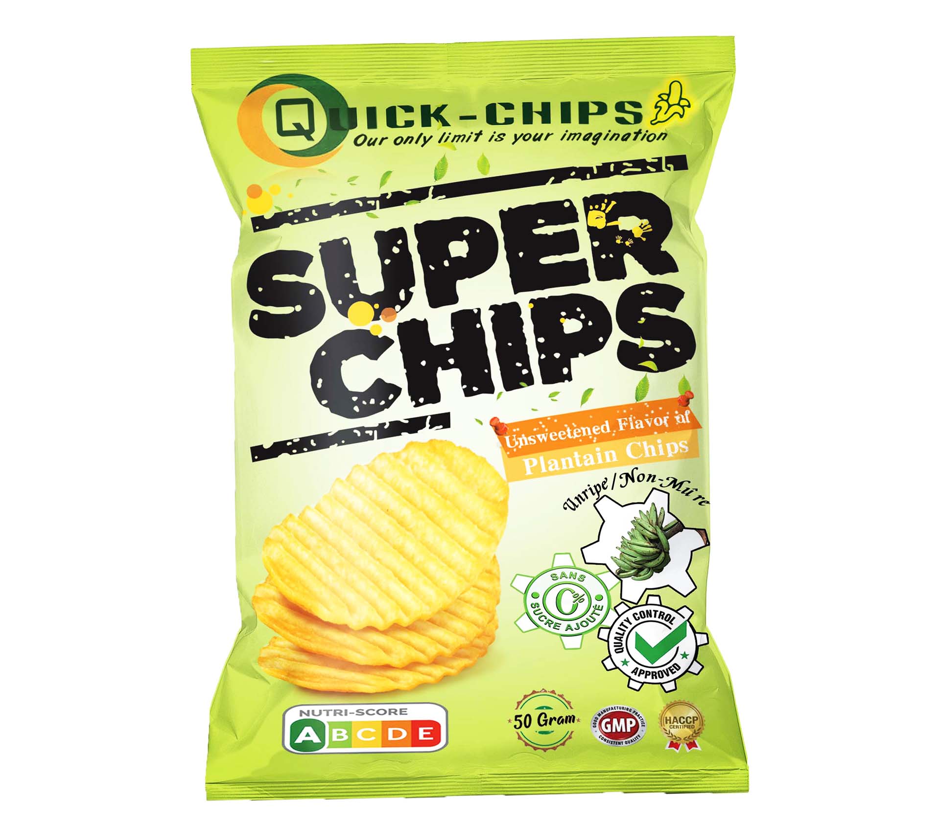 Quick Chip's Super Chip's Chips De Plantain Saveur non sucré, non mûres 50 Gram – GTIN 6176000007654