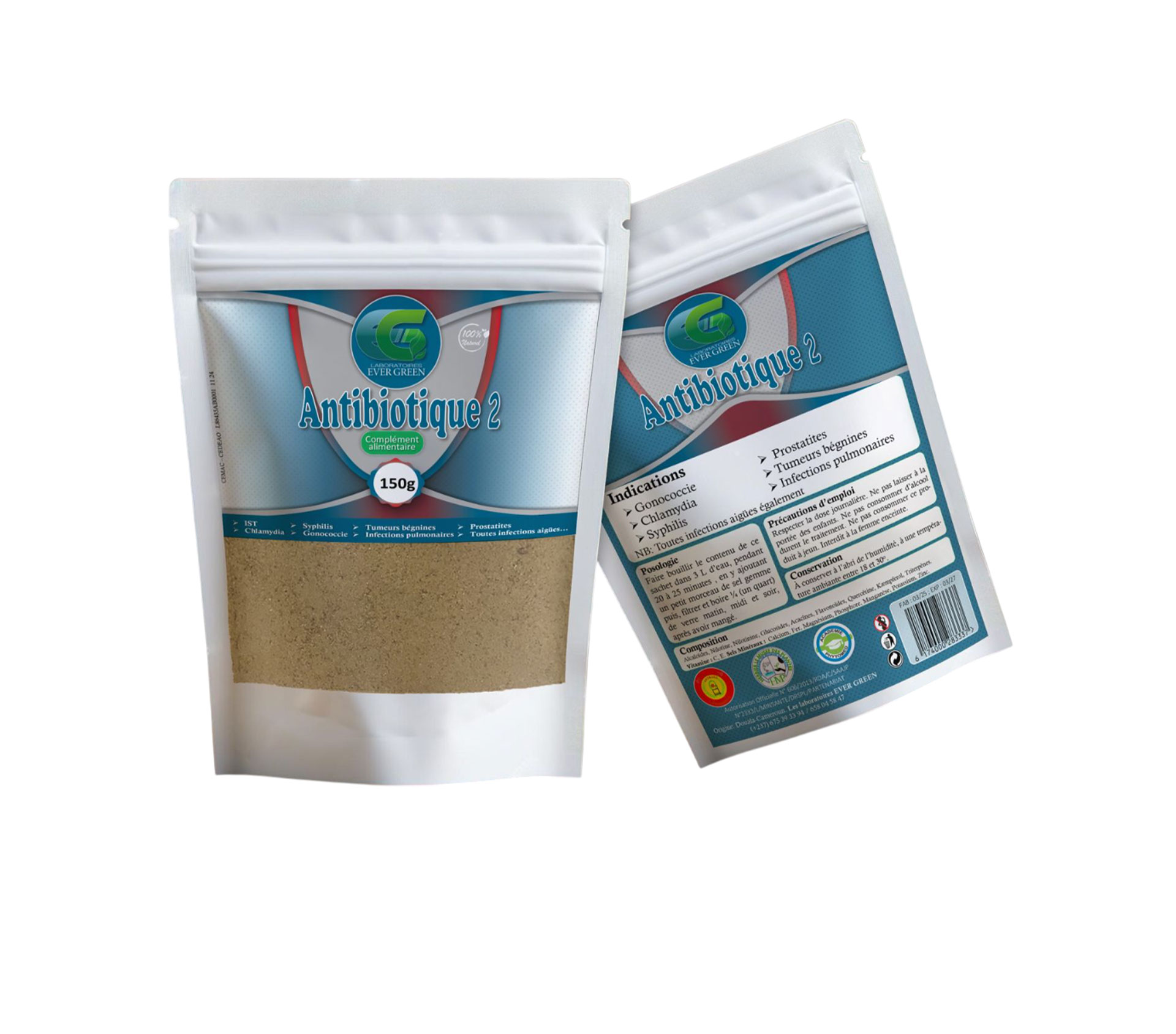 EVER GREEN ANTIBIOTIQUE 2 Poudre 150 gram – GTIN 6174000283337
