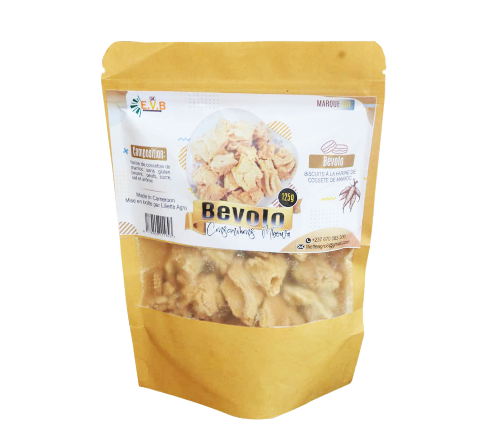BEVOLO Biscuit A La Farine De Cossettes De manioc 125 Gram – GTIN 6176000115823
