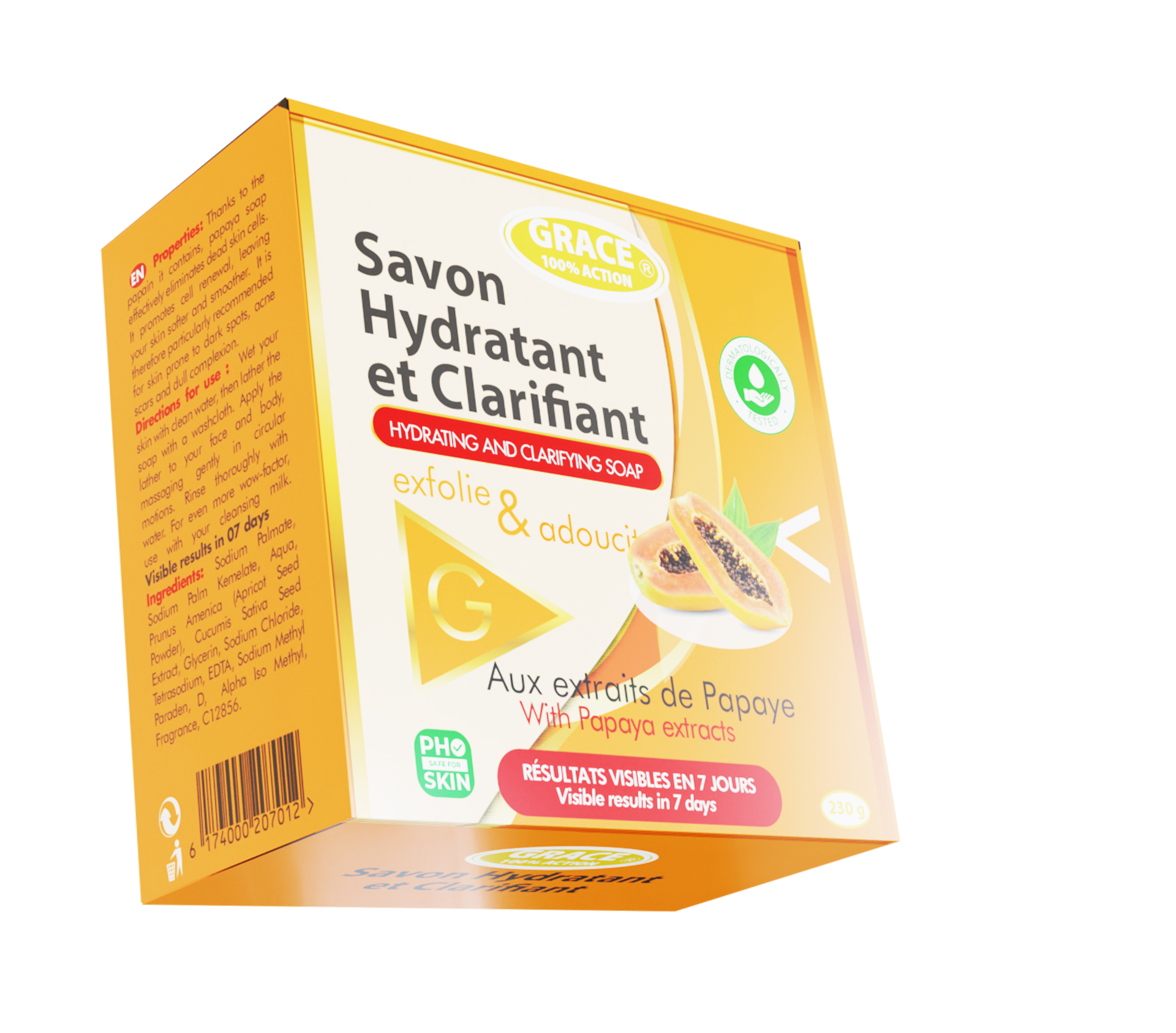 GRACE Savon Hydratant Et Clarifiant PAPAYE 230 Gram – GTIN 6174000207609
