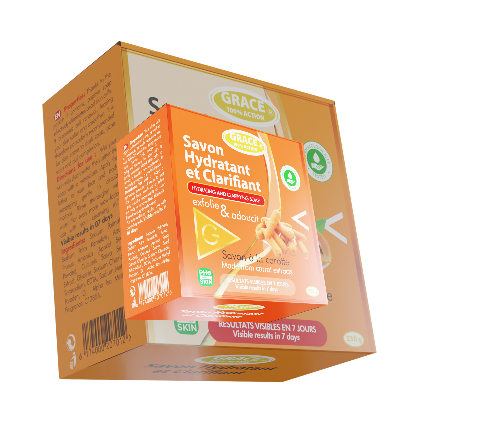 GRACE Savon Hydratant Et Clarifiant CAROTTE 230 Gram – GTIN 6174000207616