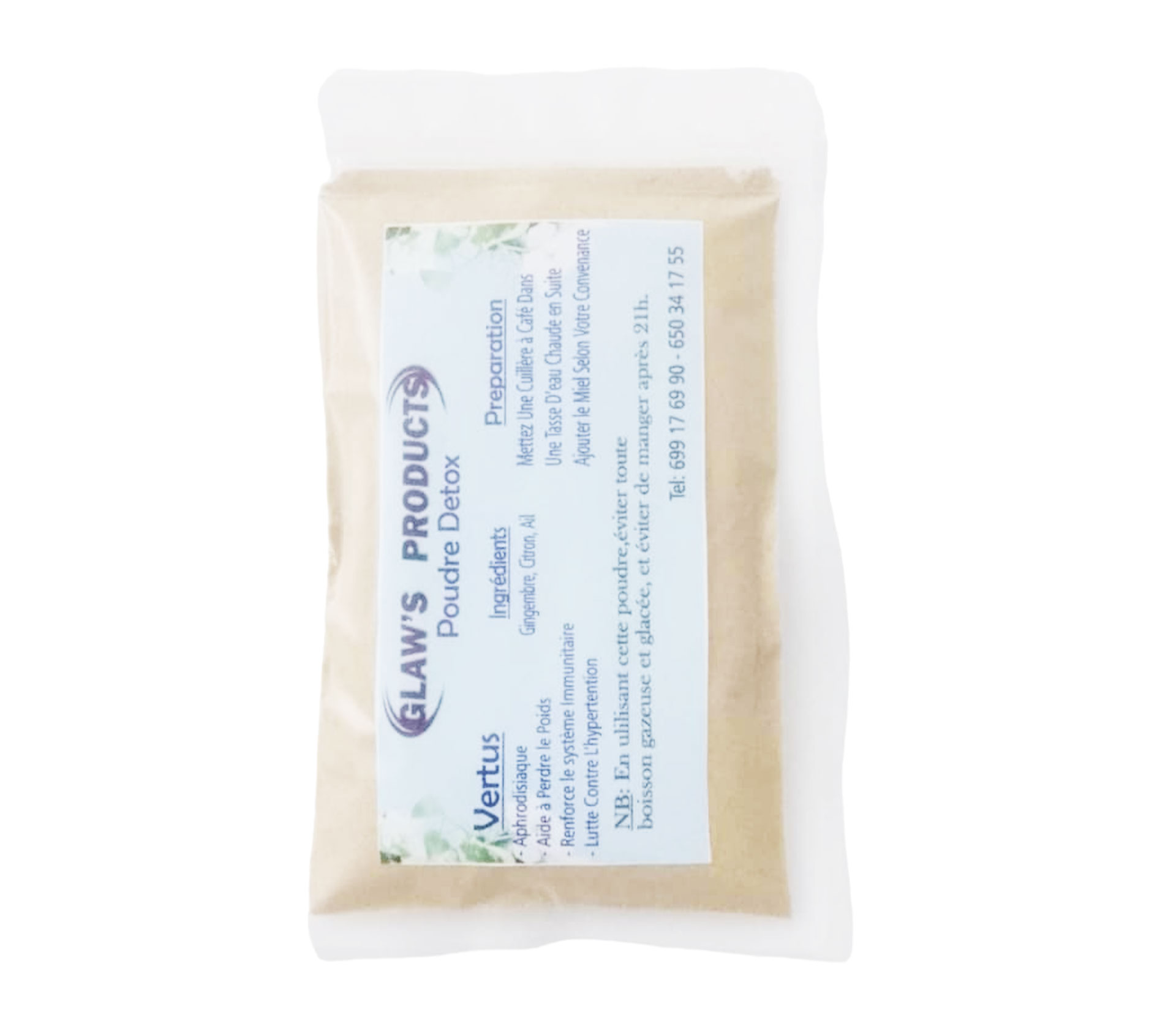 GLAW'S PRODUCTS Poudre Détox Gingembre,Citron Et Ail 100 gram – GTIN 6176000132363