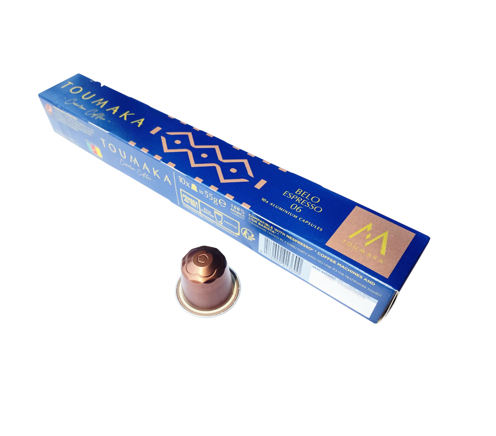TOUMAKA CAMEROUN COFFEE BELO Espresso Café - Capsules/Dosettes 100% Arabica, Intensité 06 10 Piece – GTIN 6176000013600