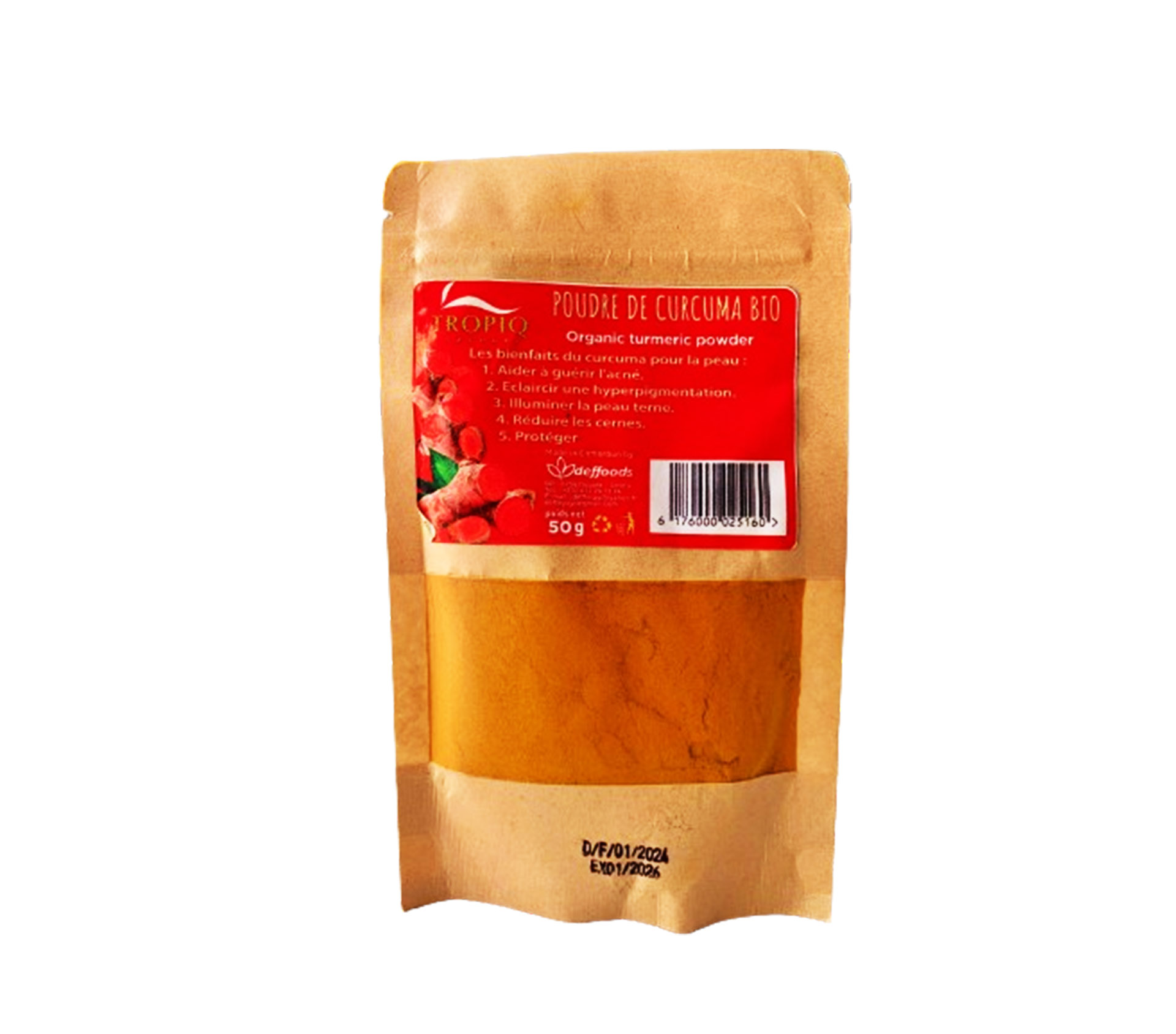 DEFFOOD SARL POUDRE COMPLET DE CURCUMA CURCUMA 50 Gram – GTIN 6176000025160